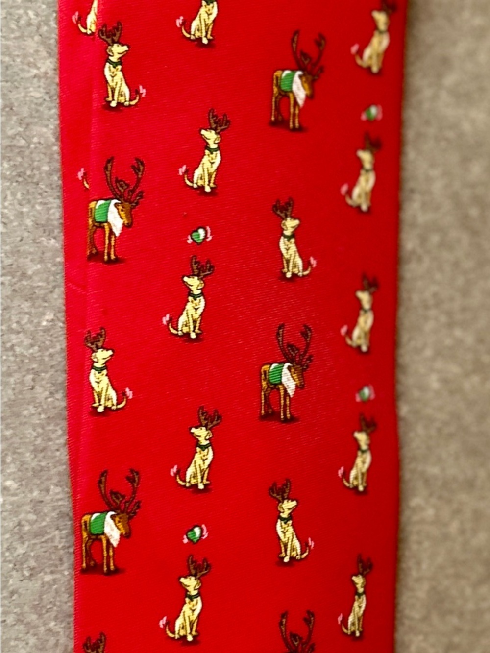 Bird Dog Bay Red Reindeer Pattern Silk Tie